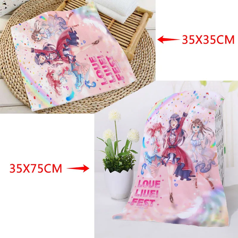 Hot Custom Love Live! Towels Square rectangle Towels Size 35x35cm 35x75cm Cotton Face Towel Fabric Custom logo