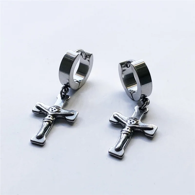 

Punk Charm Stainless Steel Earrings Hanging Cross Earrings Men and Women Fashion Halloween Party Jewelry Festival Gift