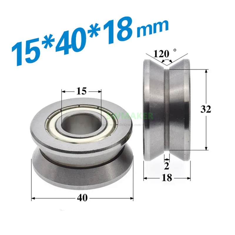 1pcs 15*40*18mm LV202-40 bearing wheel, LV series V groove pulley, 4cm inner diameter metal roller/track guide wheel