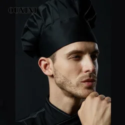 Black Cooking Adjustable Chef Hat Men Kitchen Elastic cap Catering Striped Plain Hat Work Caps Restaurant Cook Working Hats