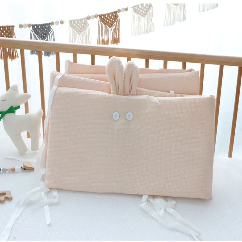 Giường Cũi Em Bé Ốp Lưng Cotton Bánh Tai Thỏ Trẻ Sơ Sinh Sơ Sinh Bảo Vệ Đệm Sleepping Gối Ốp Lưng Miếng Lót Cũi Hàng Rào Giường Beddin