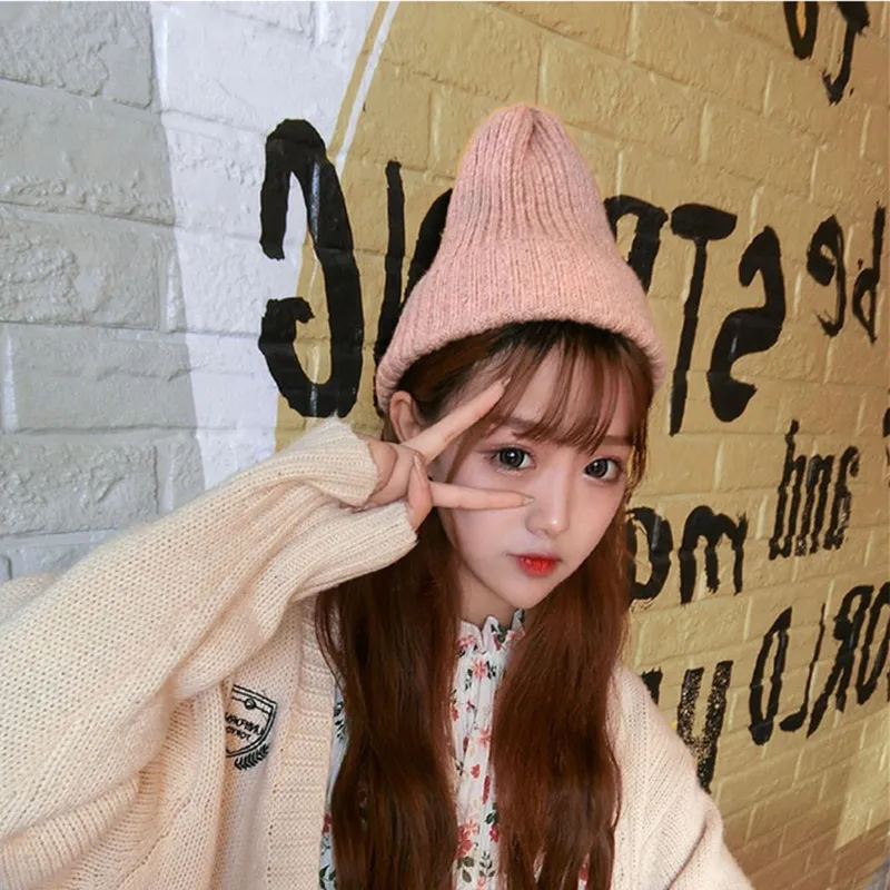 Neue Candy Farben Winter Hut Frauen Gestrickte Hut Warme Weiche Trendy Hut Kpop Stil Wolle Beanie Elegante Alle-spiel hut – Detail 9