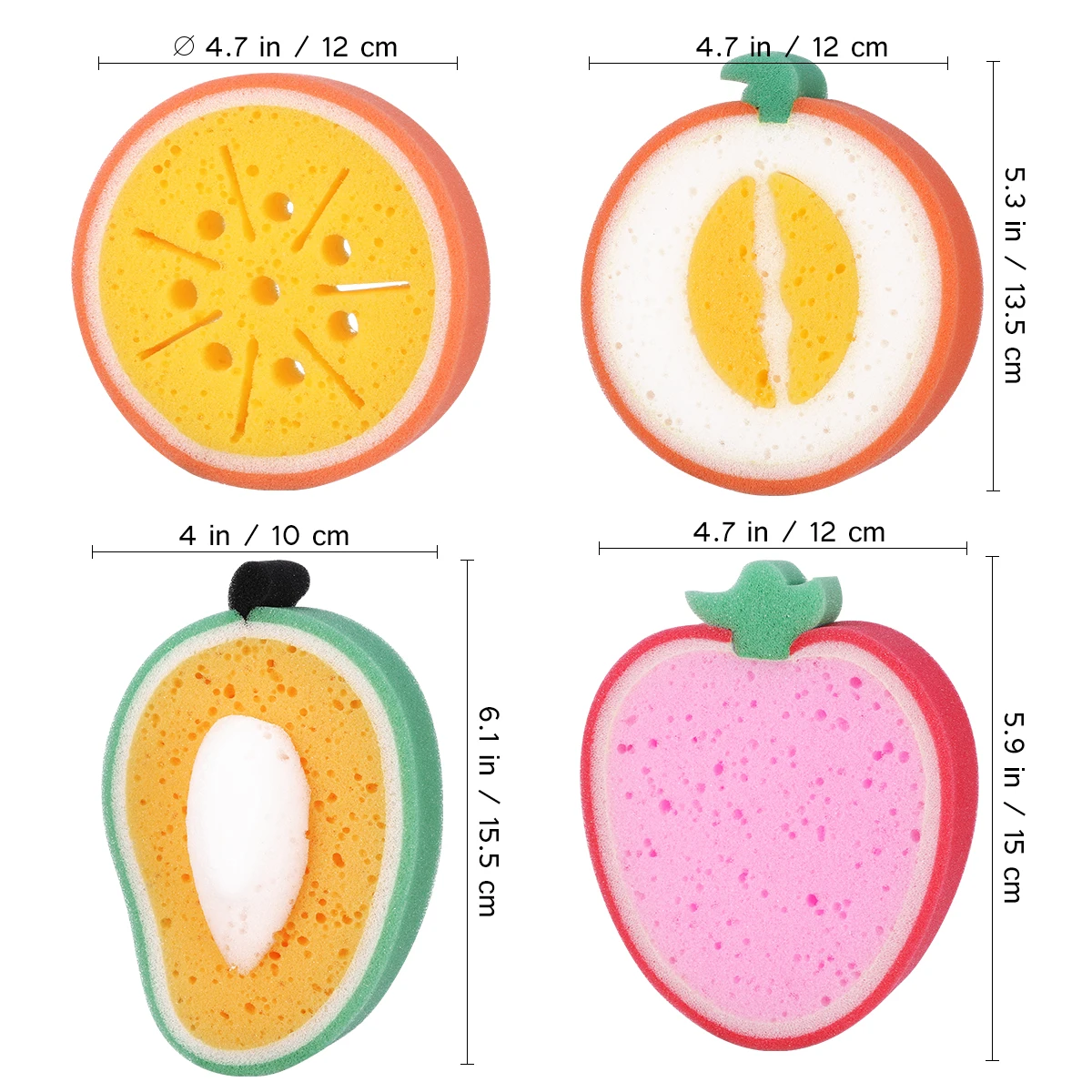 4pcs Cute Fruit Shaped Bath Sponge For Body Cleaning Lovely Baby Body Sponges Scrubbers Shower Sponge For Children Kids