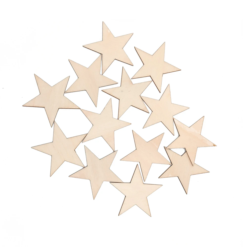 25szt 60mm 2.36inch Wedding DIY Craft Festival Wooden Star Cutouts Christmas Star Wooden Ornaments for Embellishments