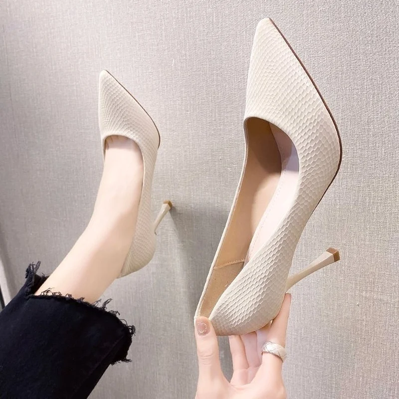 

New Fashion Autumn Heels Shoes Women High heel Pumps Point Office Heeled Matt Point Elegant Sweet Pointy sexy Female Shoes