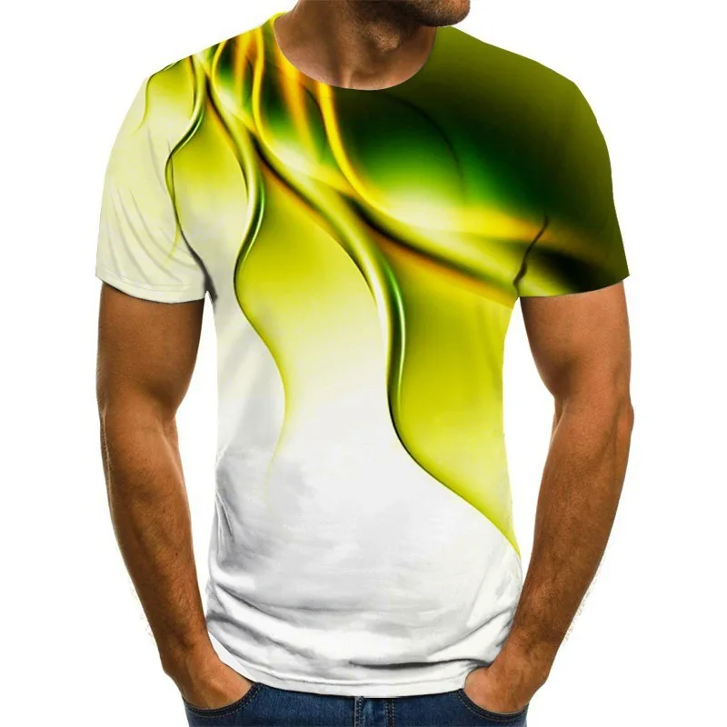 

Geometric 3D Iridescence Changing Digital Printing Summer Fashion Men and Women Shirt Short-Sleeved T-shirt Children's Clothing