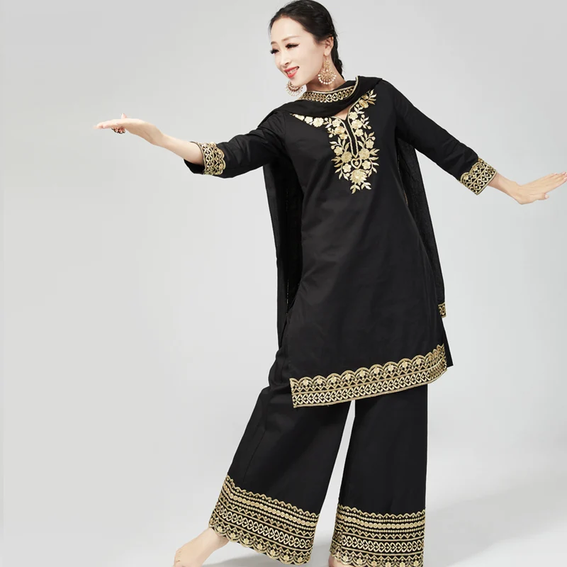 New Women Dance Tops Oriental Traditional Dance Long Robe Winter Autumn Indian Dancing Stage Performance Clothes DQL5173