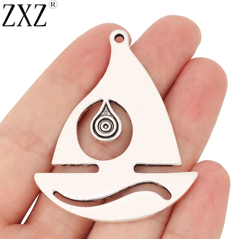 

ZXZ 2pcs Tibetan Silver Large Sailing Boat Spiral Style Charms Pendants for Necklace Jewelry Making Findings 58x46mm