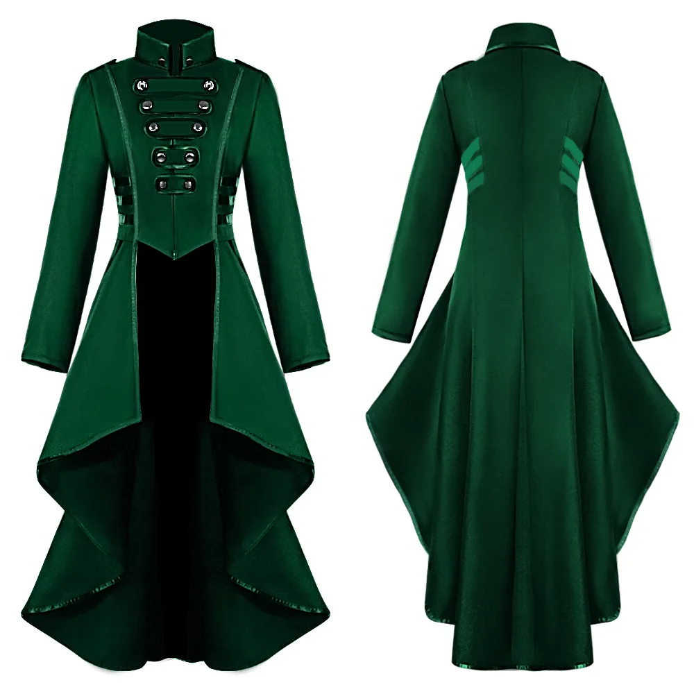 Medieval Costume Court Lapel Buckled Tuxedo Dinner Jacket Men Women Steampunk Slim Coat Magician Cosplay Halloween Carnival