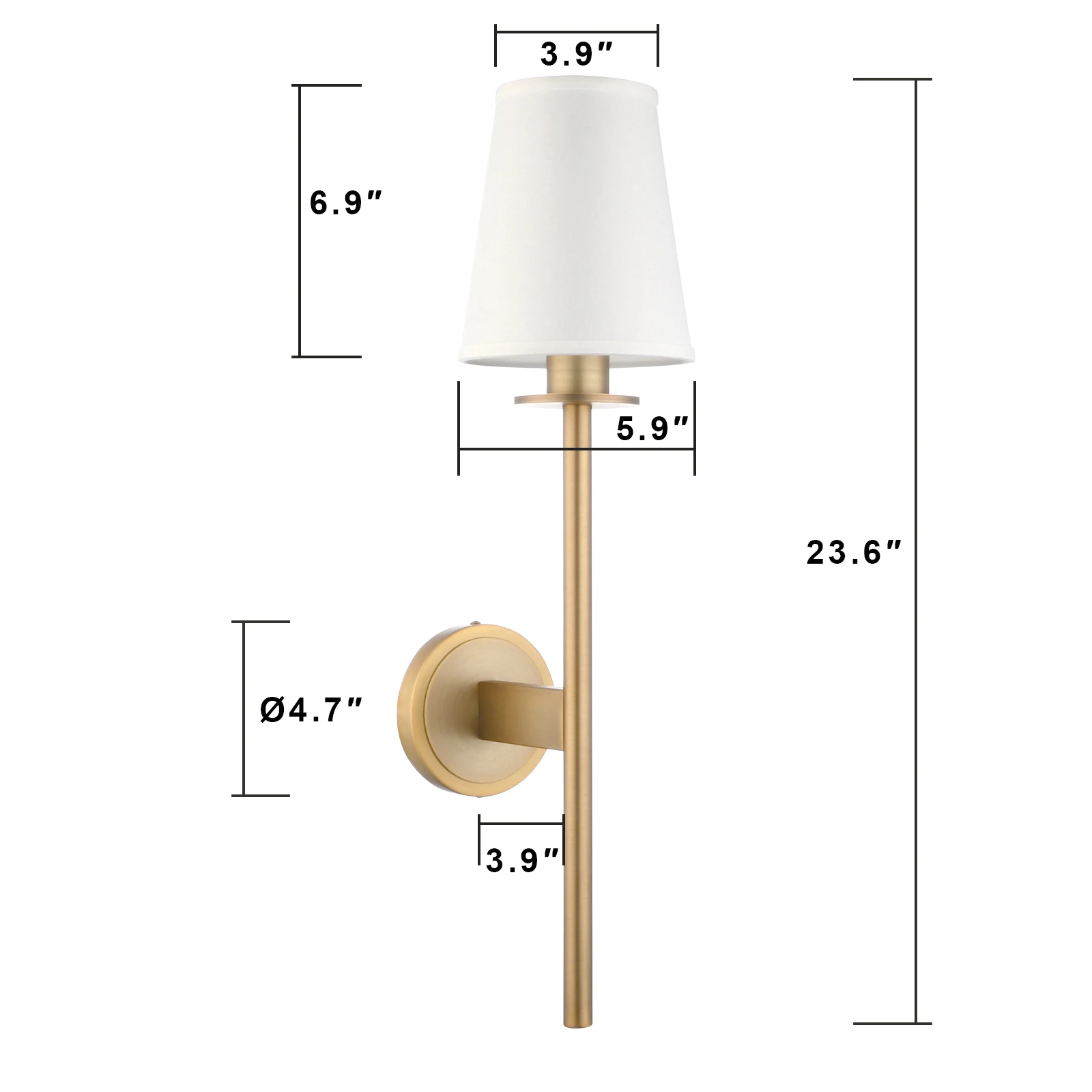 Permo Set of 2 Modern Classy Vintage Wall Sconce with Flared White Textile Lamp Shade Living Room Bedside Reading