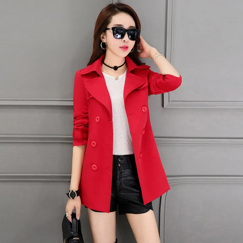 UHYTGF M-3XL Short Jacket Women Fashion Thin Spring Autumn Windbreaker Coat Ladies Belt Double Breasted Slim Female Jacket 1152