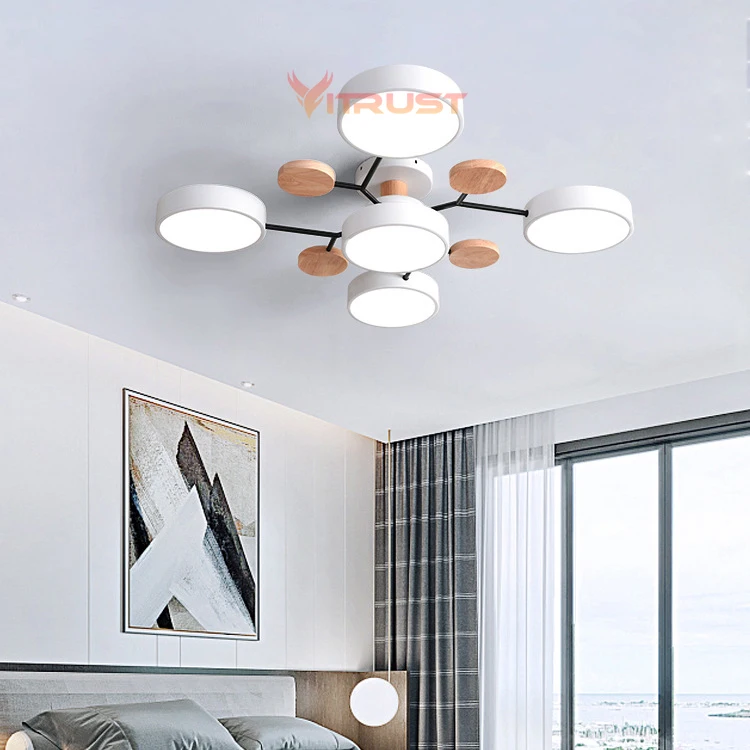 

Modern LED Ceiling Lamps Wooden Lights Modern lamp Bedroom Living Room Dining Ceiling Lamps Round thin plafondlamp Lighting