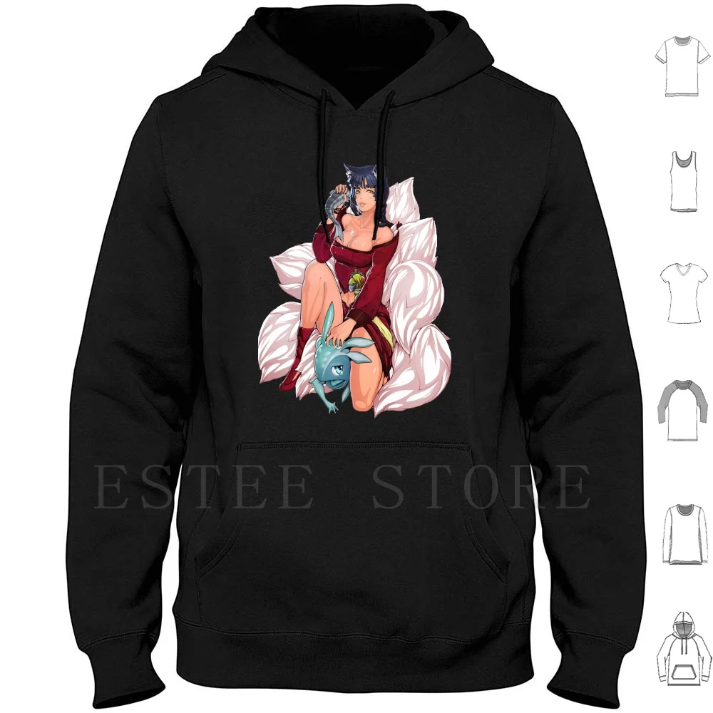 Ahri And Fizz Hoodies Long Sleeve Girl Fox Frog Fish Nine Tails Thick Animal Ears Ahri Fizz Dominatrix Succubus Loser