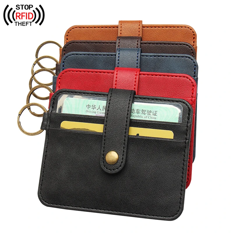 

2020 Zongshu Mini RFID wallet buckle Small Wallet Credit Card men's Retro Pu card clip clasp