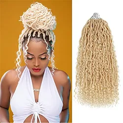 New Goddess Locs Crochet Hair Twist Braid Hair 14-26Inch River Locs With Curly Hair Synthetic Braiding Hair Extensions HeyMidea