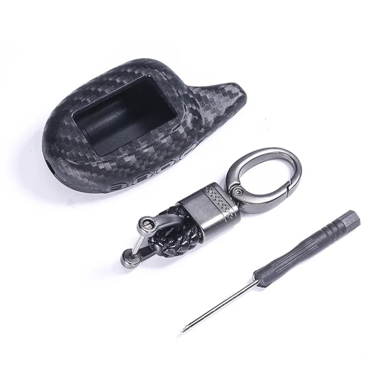 Carbon Fiber Silicone Key Cover For Scher-Khan Magicar 7 M12 M11 M9 M8 M7 Russia 2-Way Car Alarm Silica Gel LCD Remote Case