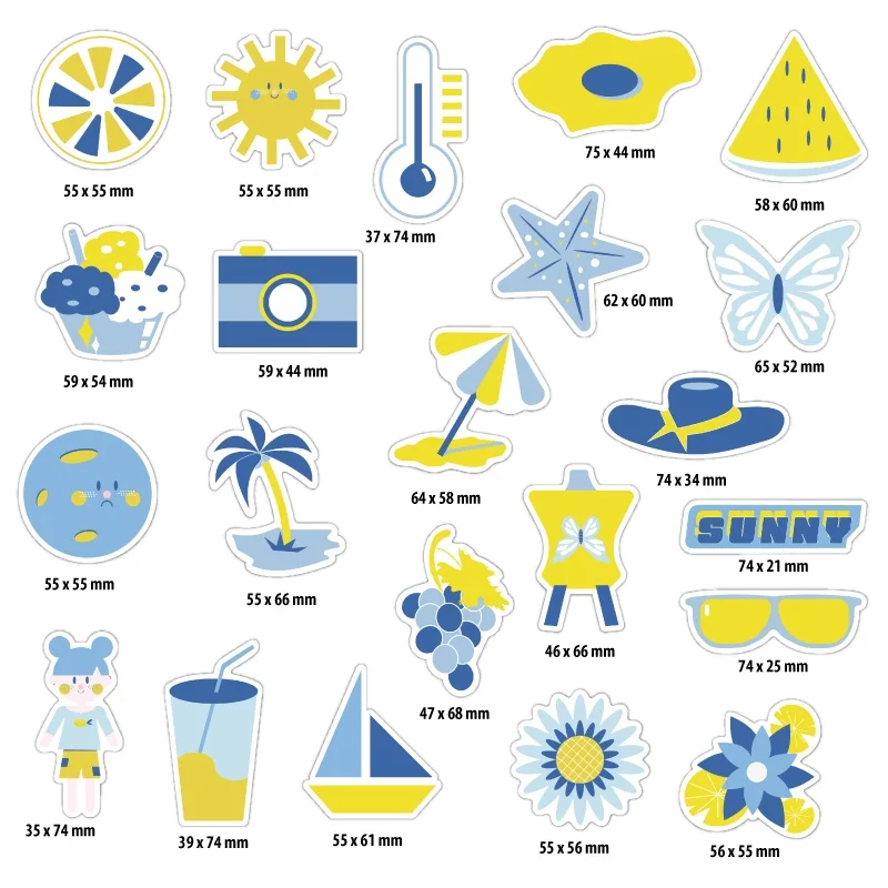 3 Sets = 150PCS Summer Fresh Blue Sticker Notebook Water Cup Sticker