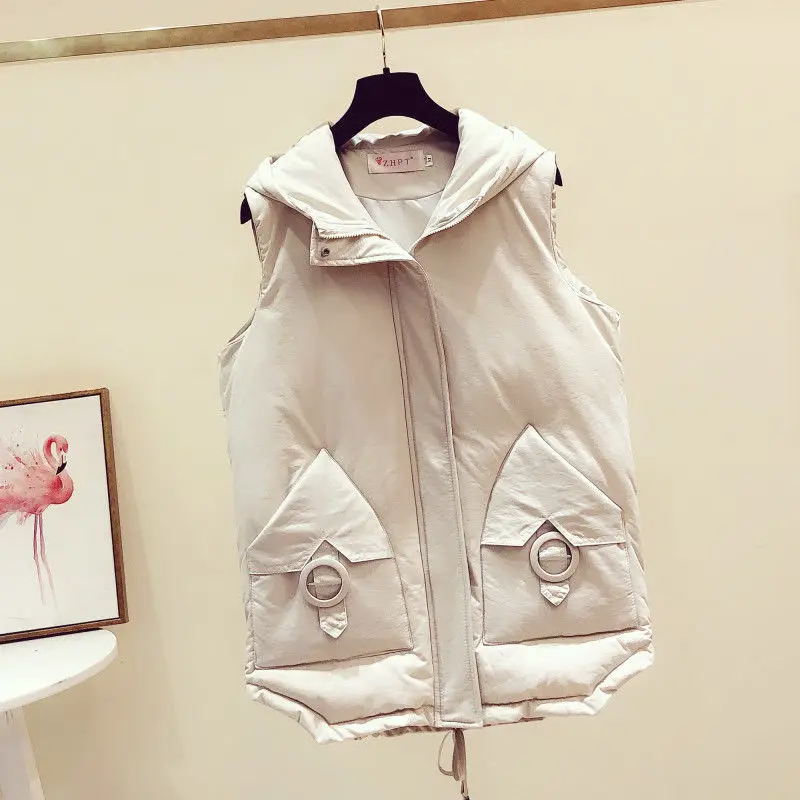 Women's down cotton vest mid-length 2024 autumn and winter plus size loose fashion thick hooded women brand down jackets