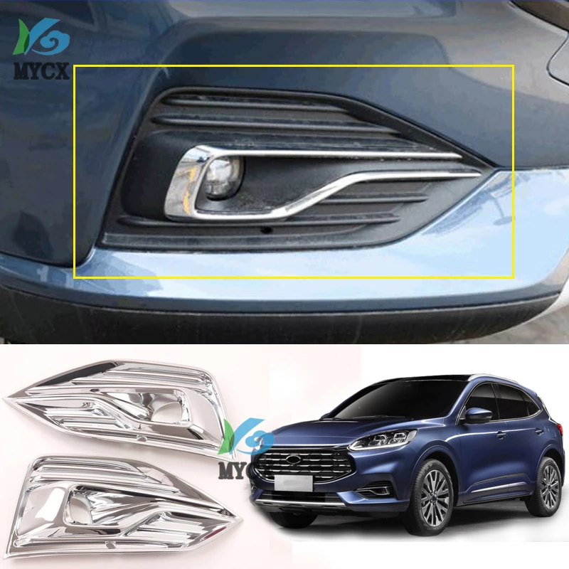 

For Ford Escape Kuga 2020 2021 Car Accessories ABS Chrome Front Fog Light Lamp Cover Trim Molding Bezel Garnish Sticker