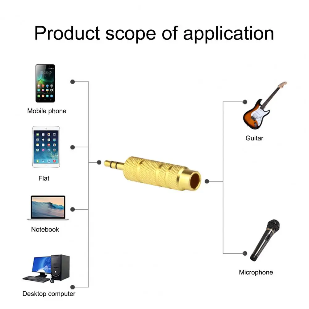 Bluelans-Convertidor de Audio multifuncional de transmisión rápida, Mini adaptador de Metal de Color dorado de 3,5mm macho a 6,5mm hembra