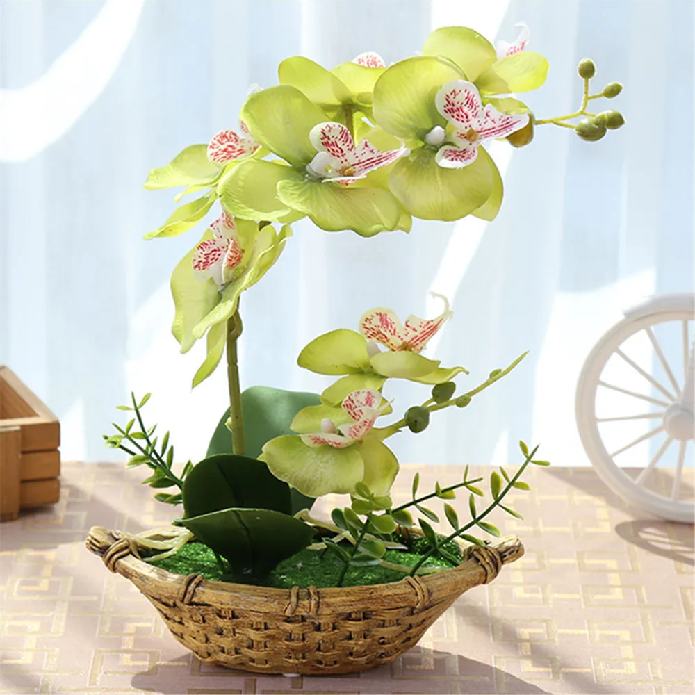 

Artificial Flower Double Fork Butterfly Orchid Large Bonsai Creative Home-Room Desk Hotel Party Wedding Decoration