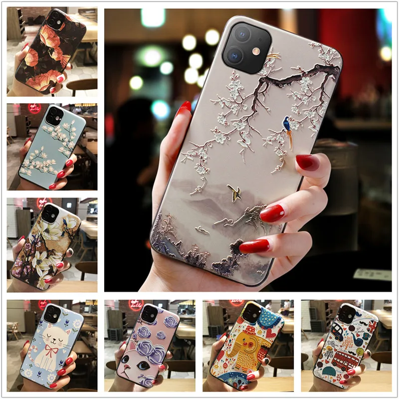 3D Emboss Flower Cover For Xiaomi 11 Lite 5G NE Silicon Soft TPU Phone Case For Xiaomi 11 Lite NE 5G Covers Relief Mi 11 11Lite