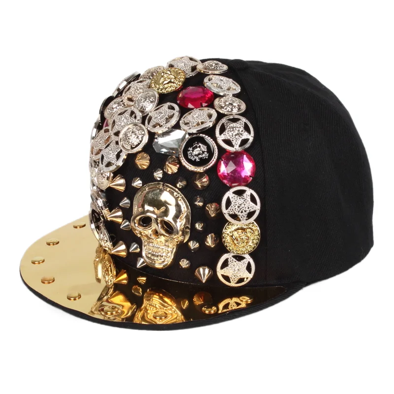 

Wholesale European and American Punk Style custom men's recycled material fashion metal brim rebound hats