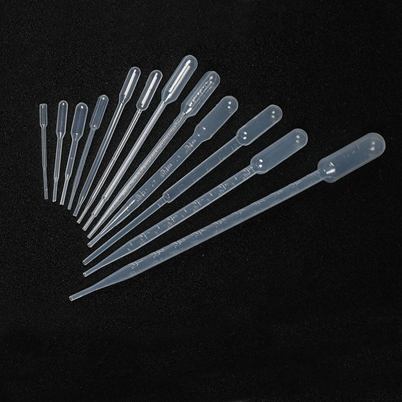 100Pcs 0.2ml/0.5ml/1ml/2ml/3ml/5ml LDPE Disposable Clear Plastic Eye Dropper Transfer straws Graduated Perfume Liquid Pipettes