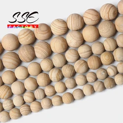Natural Yellow Wood Jaspers Beads Dull Polish Matte Stone Round Loose Beads For Jewelry Making DIY Bracelets Necklace 4-12mm 15