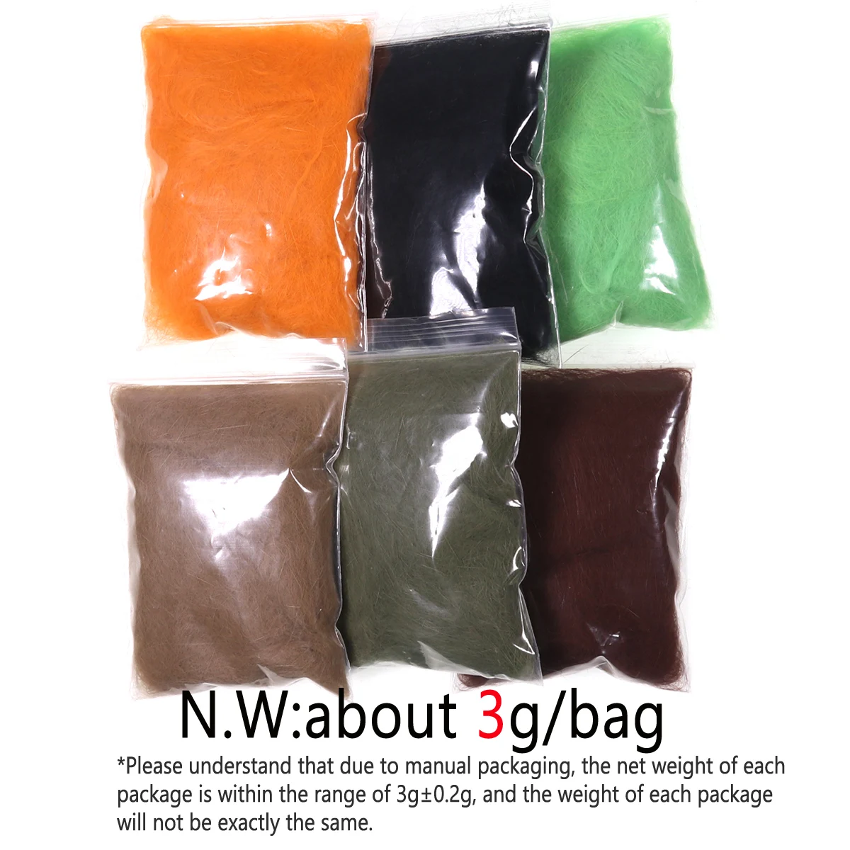 Bimoo 2 bags Fly Tying Hare\'s Ice Dub Rabbit Hair Fiber Nymph Scuds Ice Wing Fiber Thorax Dubbing Material Flash Sparkle Addding