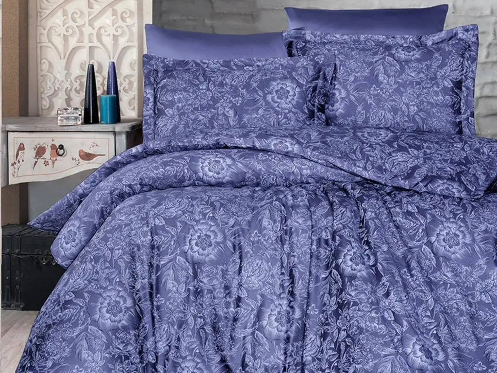 Land Of dowry Advina Cotton Satin Double Duvet cover set Indigo