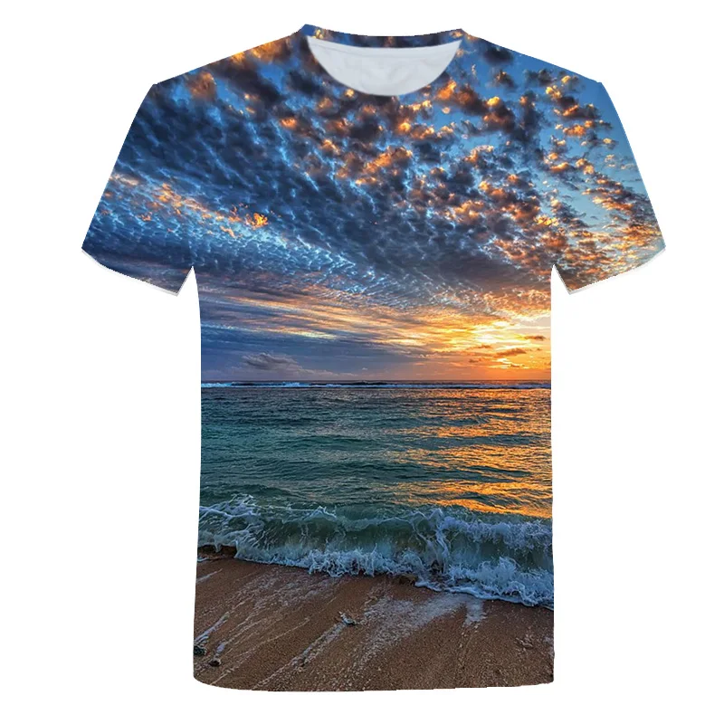 Beautiful Natural Scenery graphic t shirts Summer Casual 3D fashion men\'s t-shirts With Landscape Pattern Print T-shirt Tops