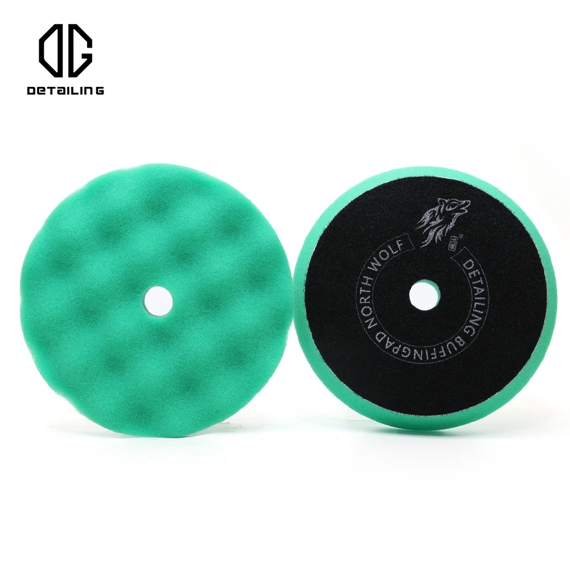 6 inch North Wolf  Wave Pattern Green Color Foam Buffing Pad for Heavy Cutting