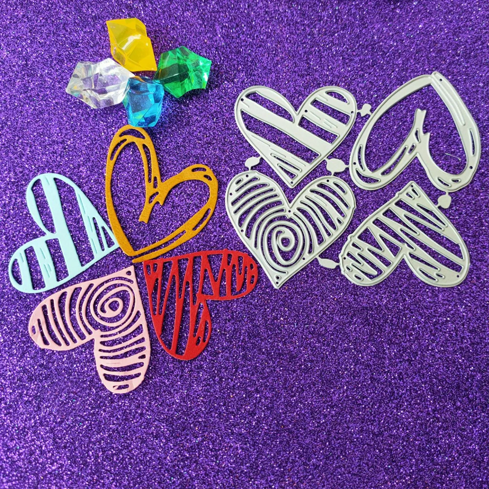 New 4 heart flowers Metal cutting Die scrapbook Decoration embossed Photo album Decoration Card making DIY Handicrafts