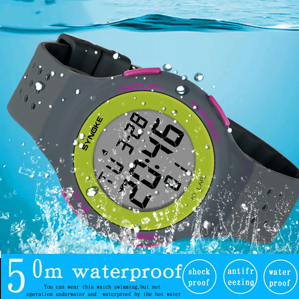 SYNOKE Ultrathin Unisex Electronic LED Digital Sports Waterproof Women Men Watch Mens Dive 50m Military Sports Watches reloj