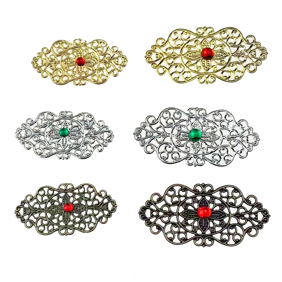 20Pcs/lot lozenge  Filigree Silk  flower Wraps Connectors Embellishments Findings Crafts accessories Diamond-shaped metal piece