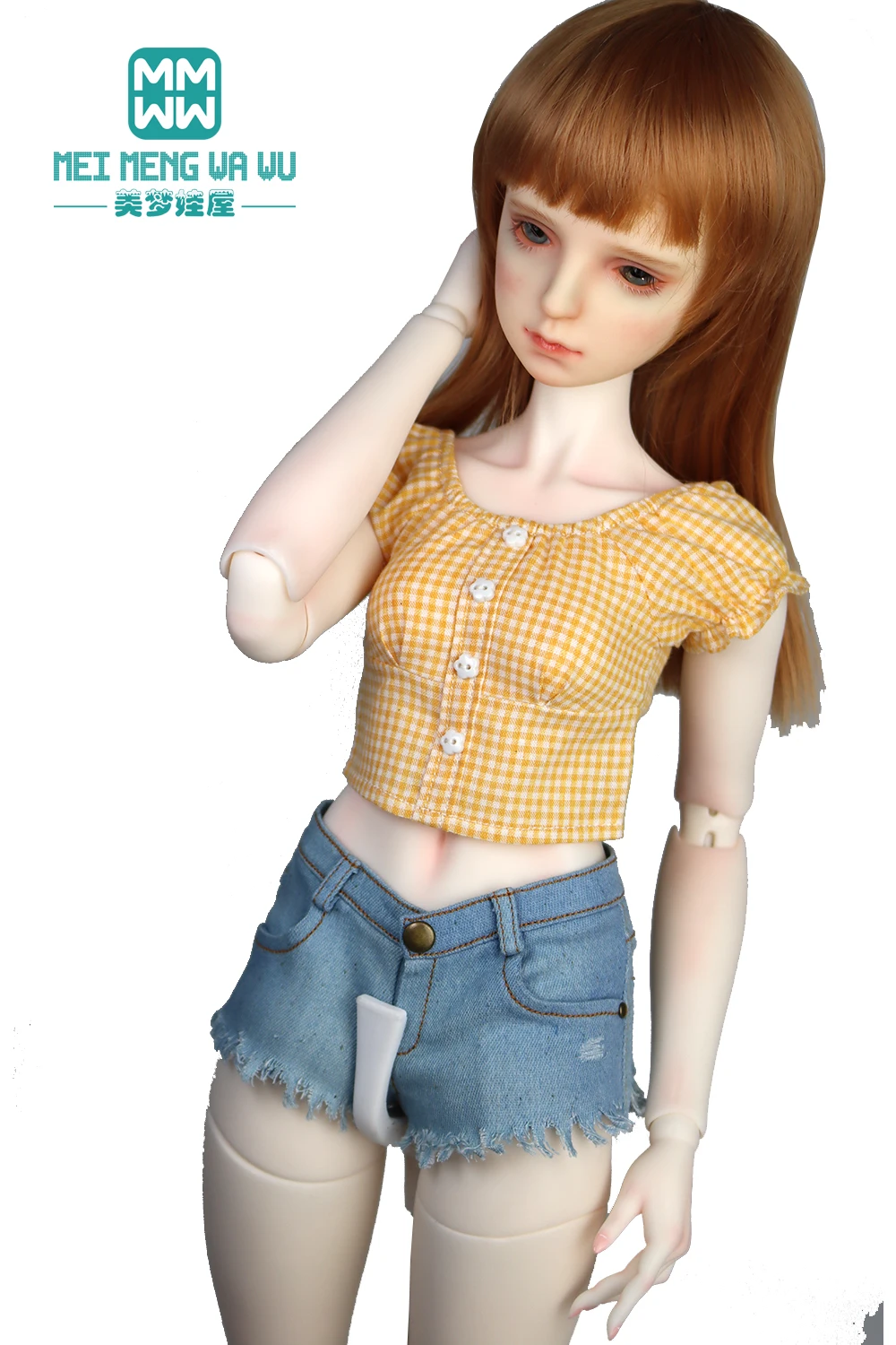 BJD accessories for 58-60CM 1/3 SD Dolls clothes toys Ball Jointed Doll Fashion plaid shirt, denim shorts Girl's gift