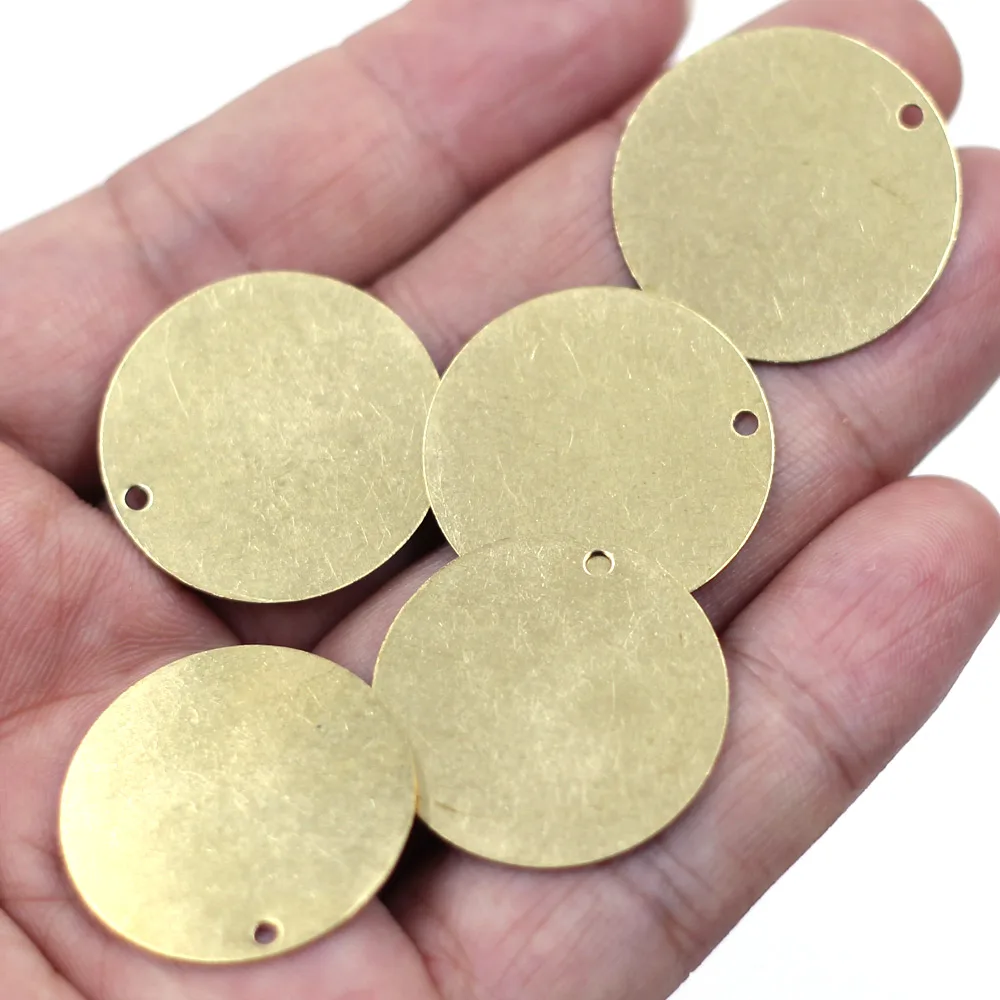 Copper Pendants Stamping Blanks Tags Engraveable Brass Tone Round Jewelry DIY Finding Charms 28mm(1-1/8\