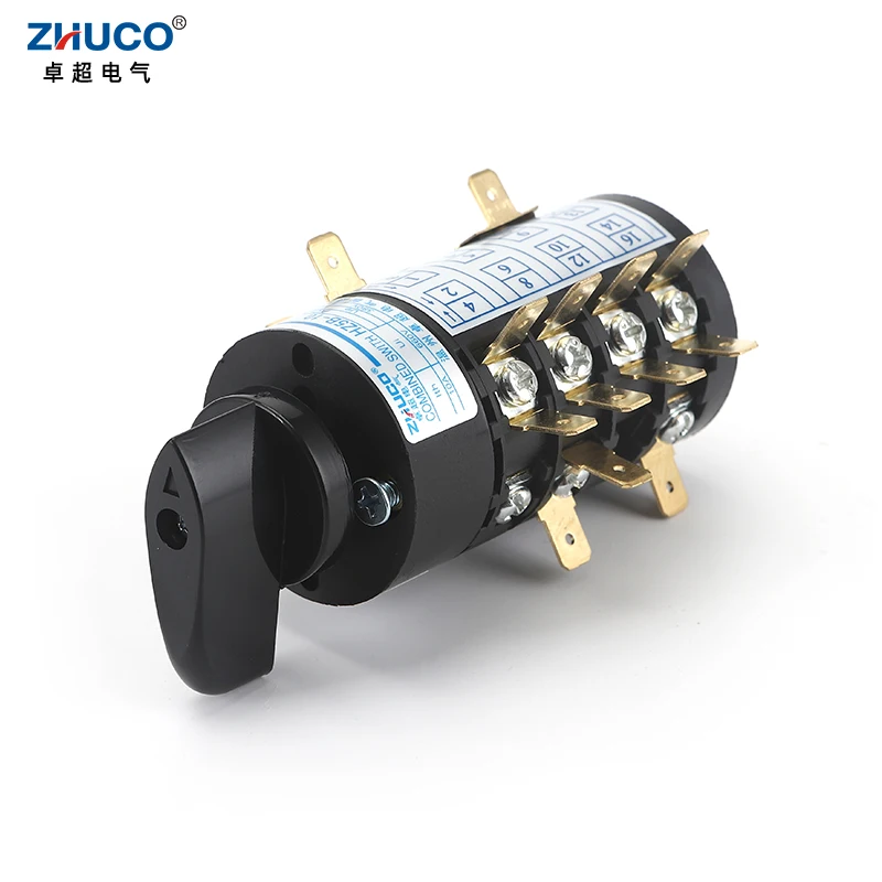 ZHUCO HZ5B-20/4.CCC 4.BBB 20A 660V 4 Phase Sliver Contact Rotary Cam Transfer Combination Switch For Electric Welding Machine