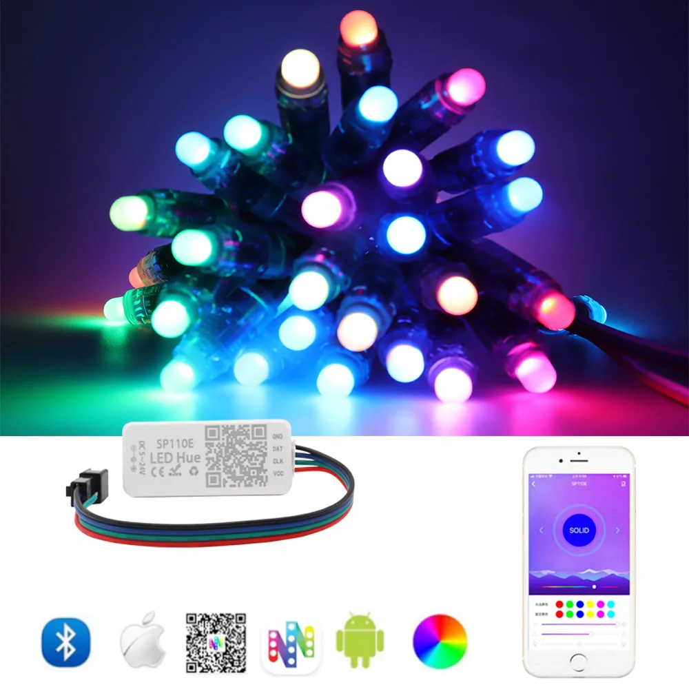 DC5V WS2811 IC RGB Pixel LED Module Pixels String Lights Digital With SP110E Controller 5V 8A Power Supply Full Color LED Light