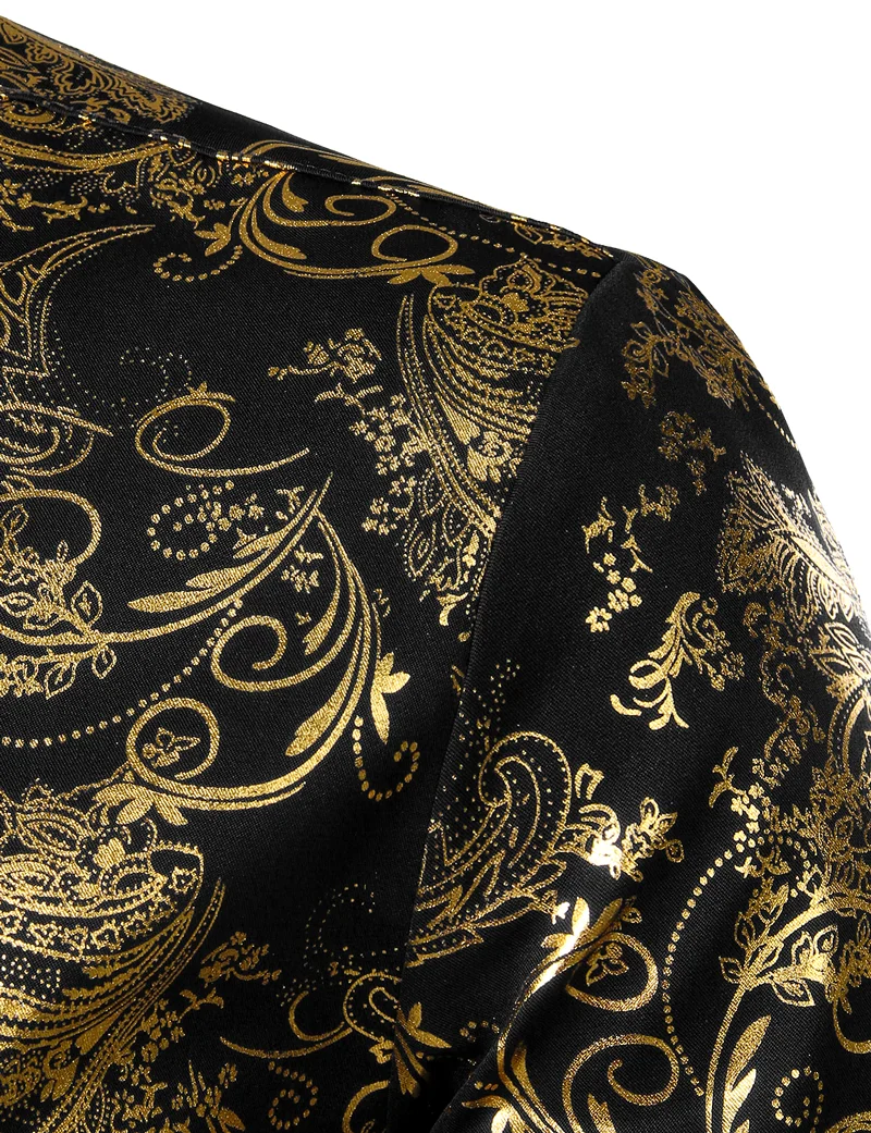 Silver Paisley Luxury Printed Floral Shirt Men Wedding Party Dinner African Dress Shirts Mens Wedding Dinner Party Chemise Homme