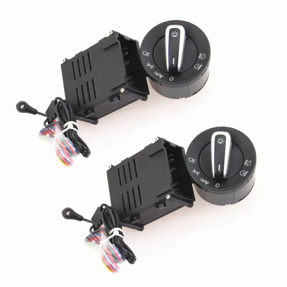 FHAWKEYEQ 2Set Car Switch Chrome Auto Sensor Light For VW New Jetta Passat B5 Golf MK4 Beetle Polo Bora 5ND 941 431 B 5ND941431B