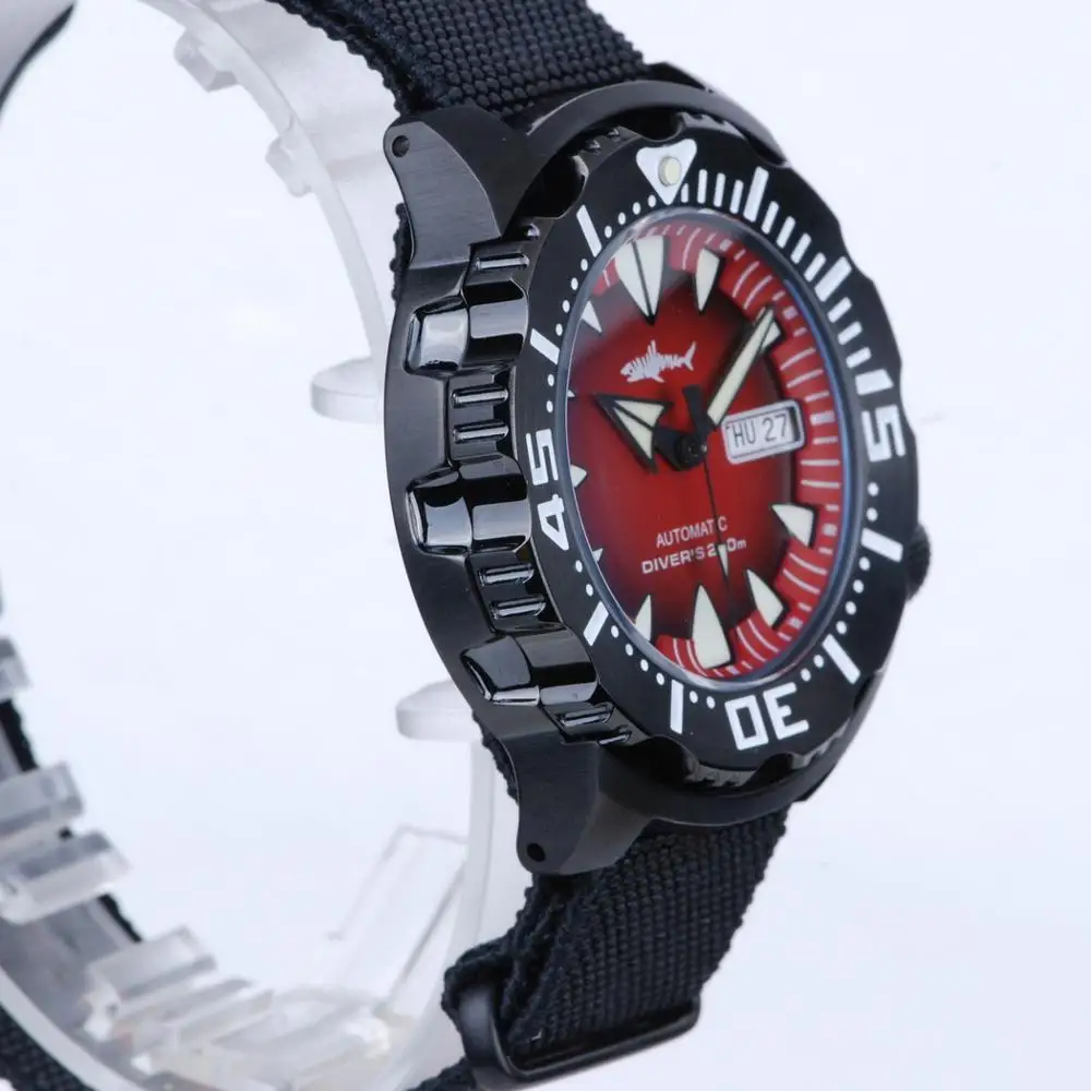 HEIMDALLR Мужские часы для дайвинга Мужские автоматические часы Спортивные 200 м Водонепроницаемые механические наручные часы C3 Светящееся сапфировое зеркало Черный