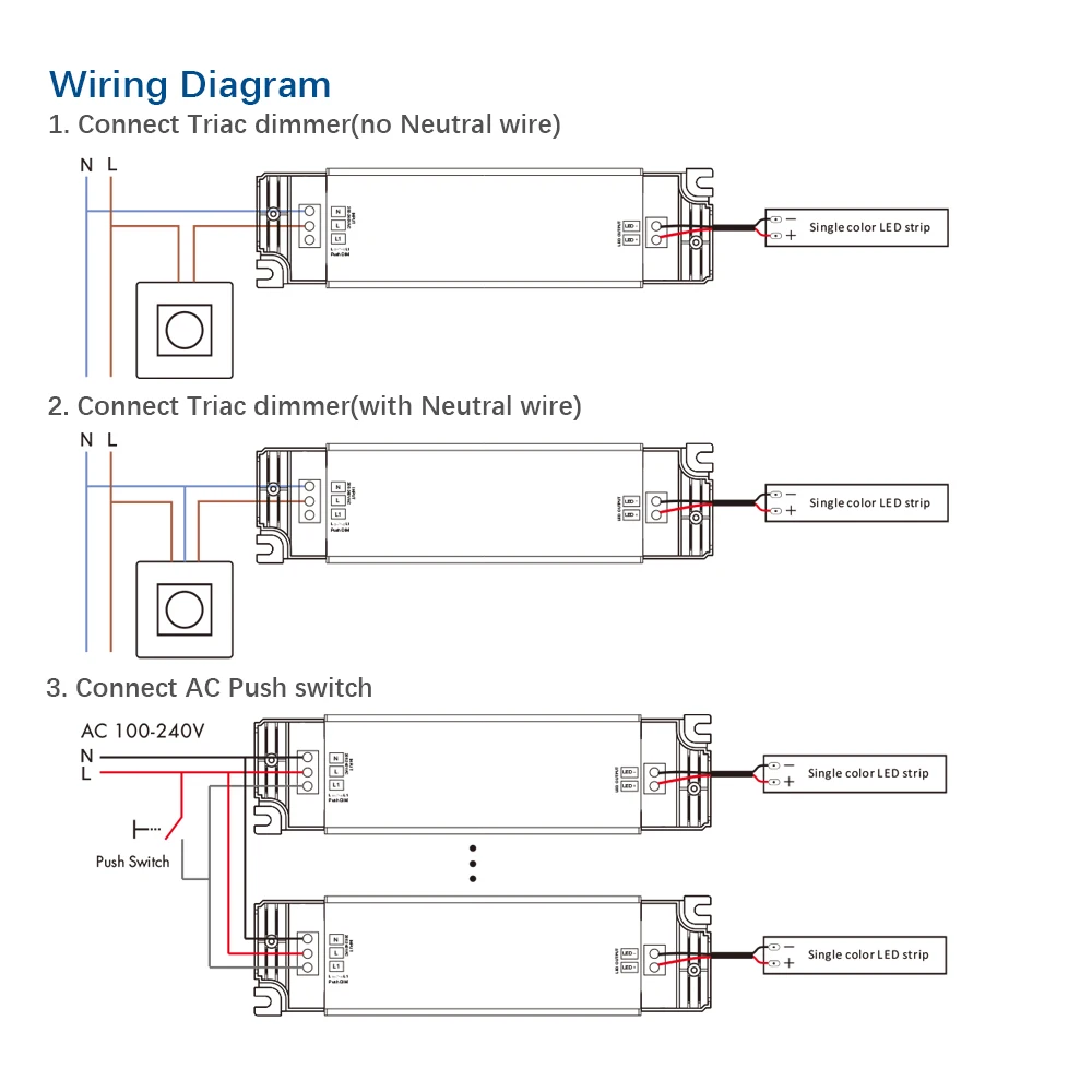 Triac ledes vezető szabályozható Állandó feszültség 1CH 40W Váltóáram 220V hogy Egyenáram 12V 24V PWM Digitális dimming triac vezető 12V számára ledes ligh Magnószalag