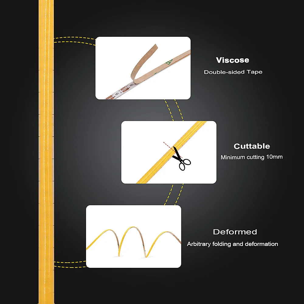 3mm Ultra sottile COB LED Strip Light 12V Super Fine lineare flessibile LED Bar nastro per la decorazione della stanza luci casa lampada da notte