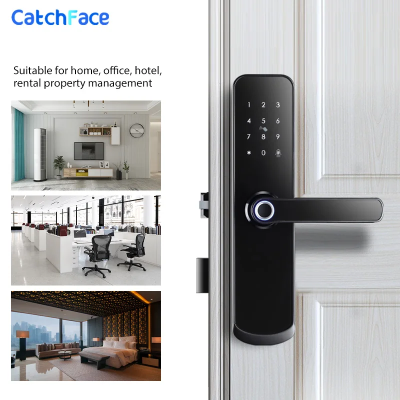 Wifi Electronic Smart Door Lock With Tuya App Security Biometric Fingerprint Lock With Door bell