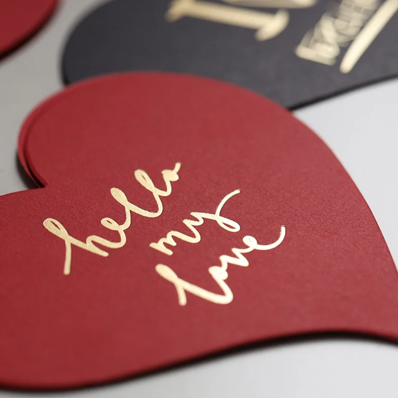 110x110mm Red/Black Heart Shape Writing Paper Card With Envelopes For Creative Gift Hot Stamping With Mini Paper Envelopes