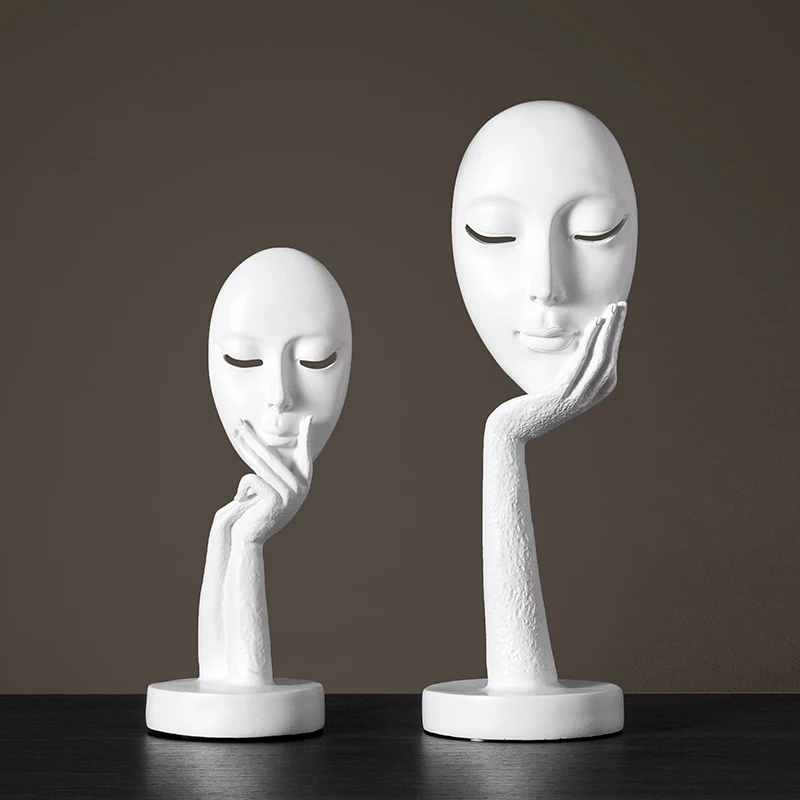 

Modern Art Face Statues Figurines Home Decoration Office Decor Resin Abstract Ornamental Sculpture Living Room Table Decorations