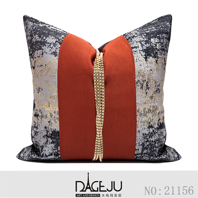 Modern Red Gery Black Gradient Cushion Cover Set 45x45cm Decorative Metal Tassel Pillowcase For Sofa Chair Home Decor