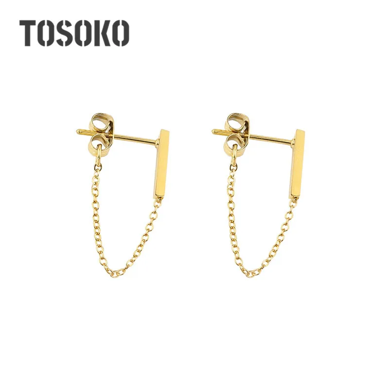 TOSOKO Stainless Steel Earline Chain Earrings Fashion Earrings Jewelry For Women BSF266